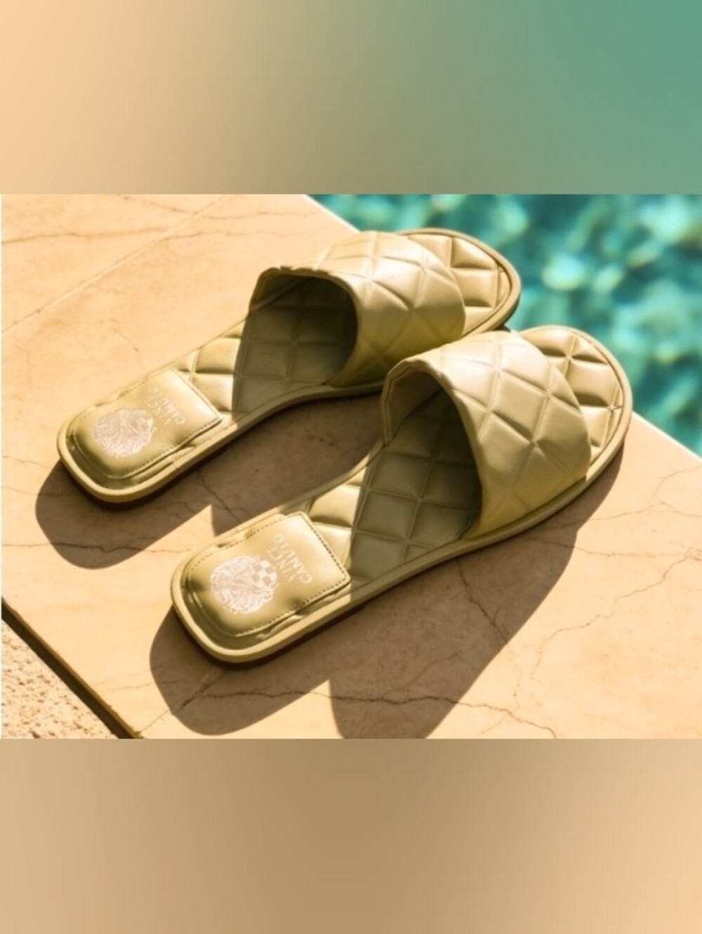 Vince Camuto Women's Woven Slides In Light Olive Size 9.5 NWOT